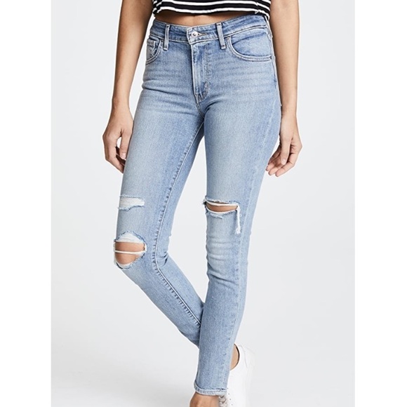 LEVIS 721 high rise distressed skinny jeans 25 - Picture 2 of 4